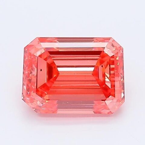 1.03 Carat Emerald Shaped Good Cut Pink- SI1 Lab Grown Diamond
