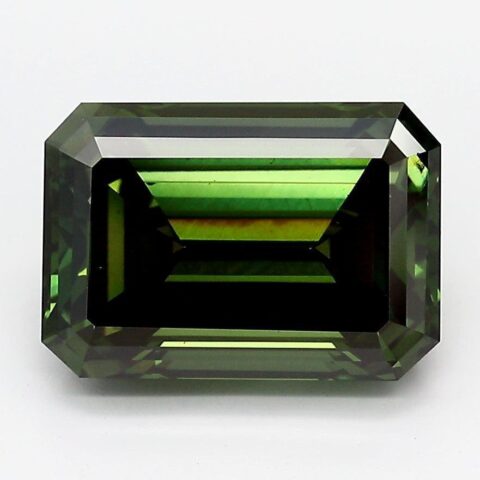 1.12 Carat Emerald Shaped Good Cut Green- VS1 Lab Grown Diamond