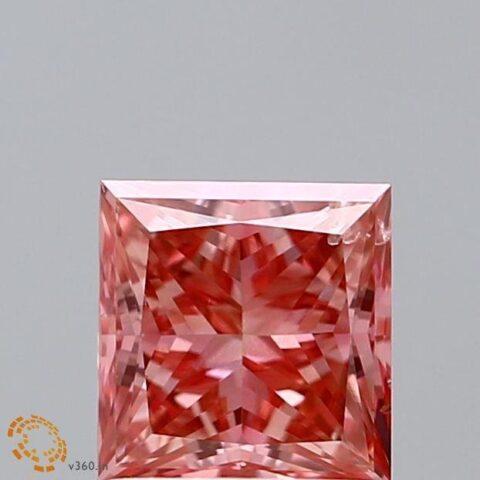 1.23 Carat Princess Shaped Good Cut Pink- SI1 Lab Grown Diamond