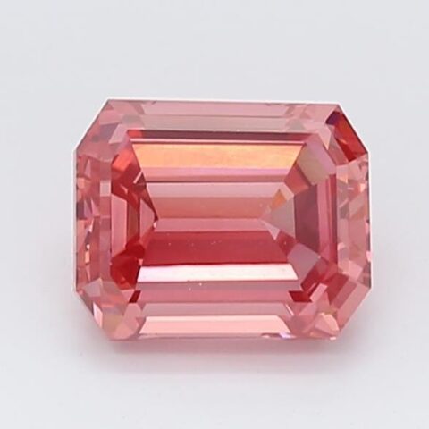1.25 Carat Emerald Shaped Good Cut Pink- SI1 Lab Grown Diamond