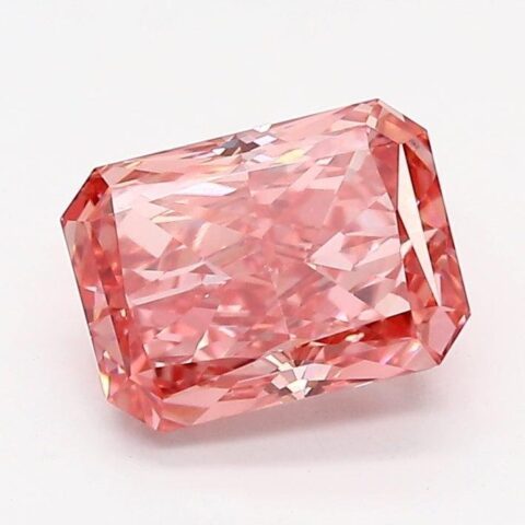 1.35 Carat Radiant Shaped Excellent Cut Pink- VVS2 Lab Grown Diamond