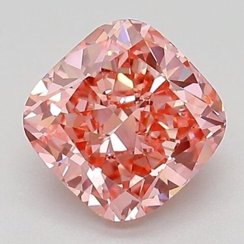 1.65 Carat Cushion Shaped Excellent Cut Pink- VVS2 Lab Grown Diamond