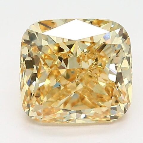 2.02 Carat Cushion Shaped Good Cut Yellow- VS1 Lab Grown Diamond